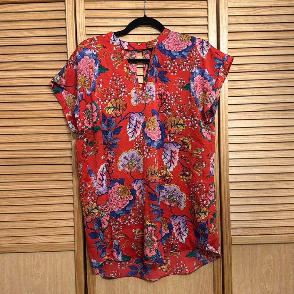 Express Red Floral Blouse